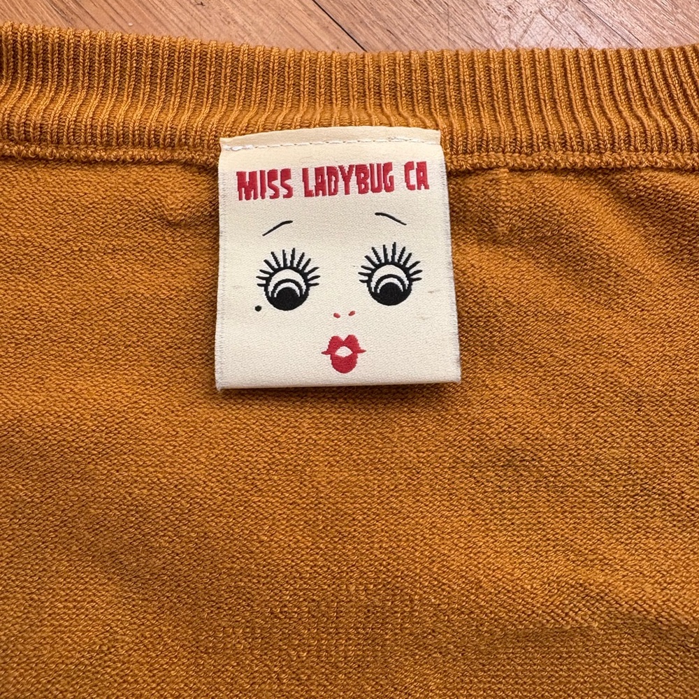 MISS LADYBUG-Mustard Yellow Crop Cardigan - Picture 4 of 6